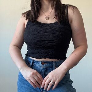 Hollister Black Smocked Crop Top